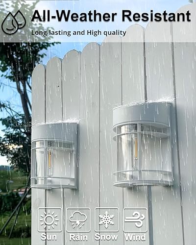 Miniatura 5 de Luces solares para cerca, paquete de 8 luces solares para cubierta, impermeables, para exteriores, decorativas, para jardín, patio, valla, patio,