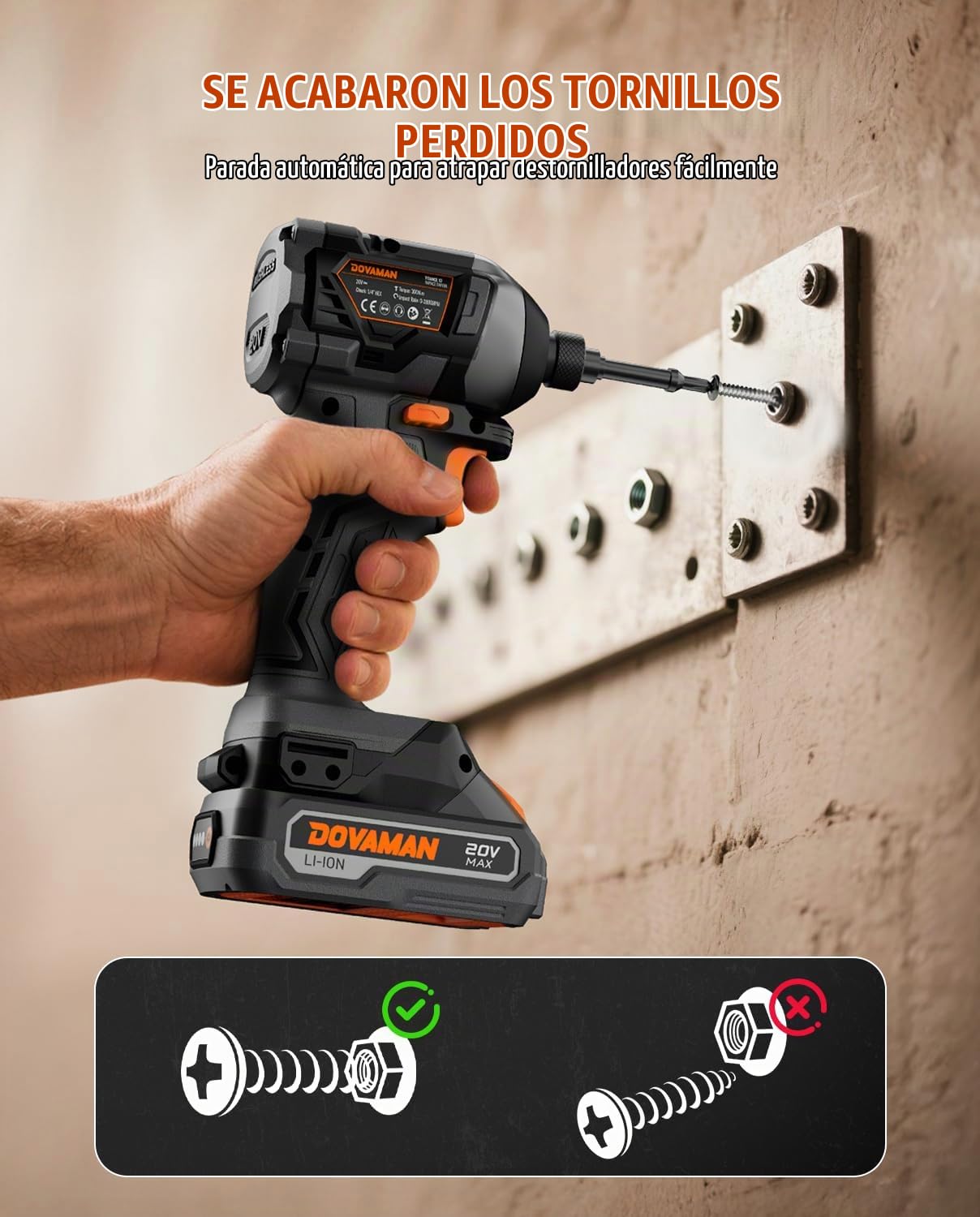 TITANCE X7 Atornillador de Impacto Inalámbrico 20V, Kit Compacto sin Escobillas con Encaje Hexagonal 1/4", 200Nm de Par, Batería y Cargador–para Madera, Metal y Reparaciones de Automóviles