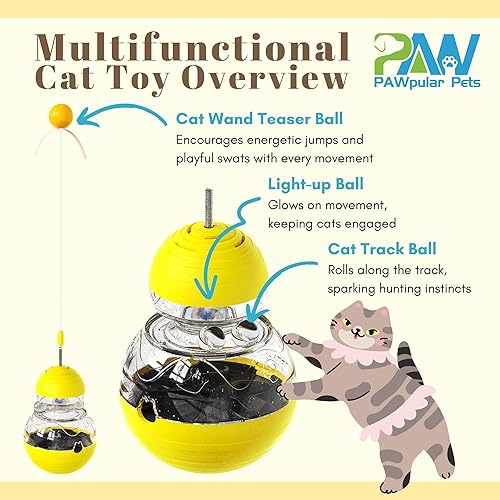 Miniatura 2 de Juguete interactivo para gatos aburridos de interior, diseño de vaso con varita teaser, dispensador de comida para gatos y rompecabezas de