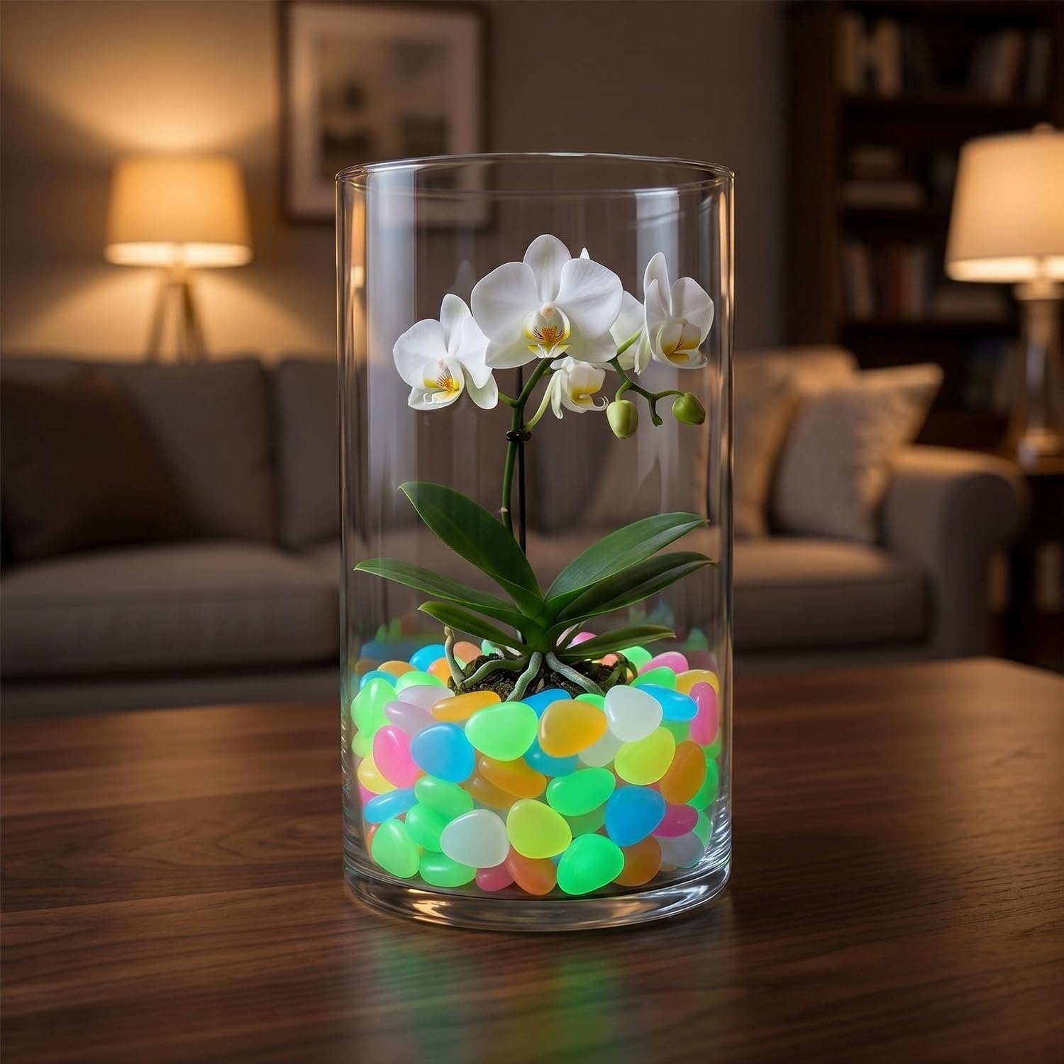 500pcs Glow in Dark Resin Pebbles for Garden Decorative Use