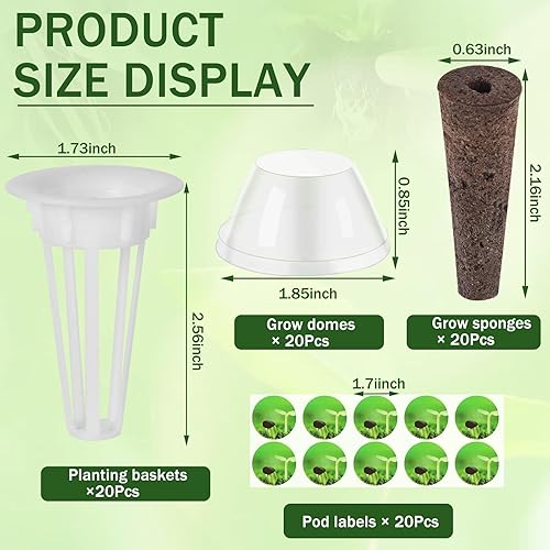 Miniatura 6 de DECYOOL Cápsulas de jardín, kit de 80 cápsulas hidropónicas, kit de cultivo de cualquier cosa con 20 cestas de cultivo, 20 esponjas de cultivo, 20