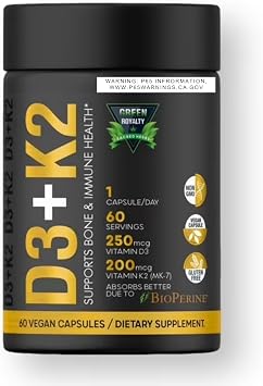 Vitamin D3 10000 IU + K2 200mcg Soft-Gels | 2-in-1 D3+K2| Infused with Virgin Coconut Oil, Supplement for Immune, Heart, Joint, Teeth & Bone Health - 60 Easy-to-Swallow Capsules, White