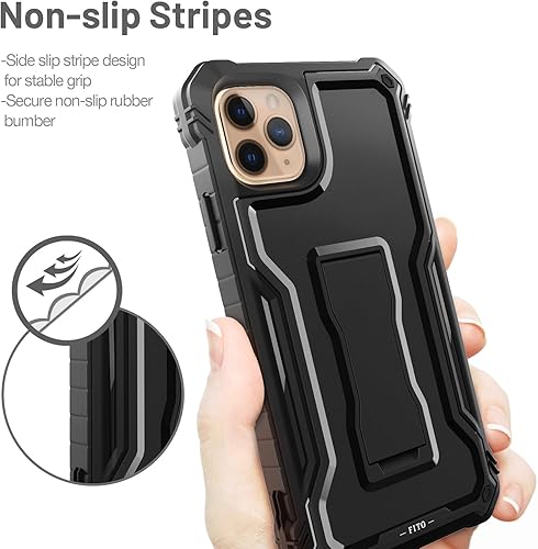 Vista 3 de FITO Compatible con iPhone 11 Pro Max, funda de doble capa a prueba de golpes resistente con protector de pantalla para iPhone 11 Pro Max y iPhone