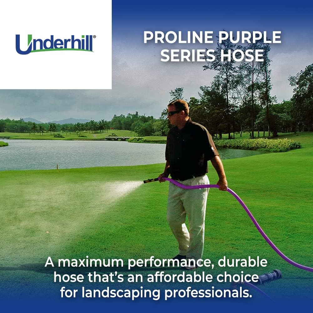 Underhill Proline Purple Series Commercial Garden Water Hose 50 ft, Lightweight Flexible Anti-Kink, 500 psi, H75-050PRO-P 3/4 Inch x 50 ft, Purple