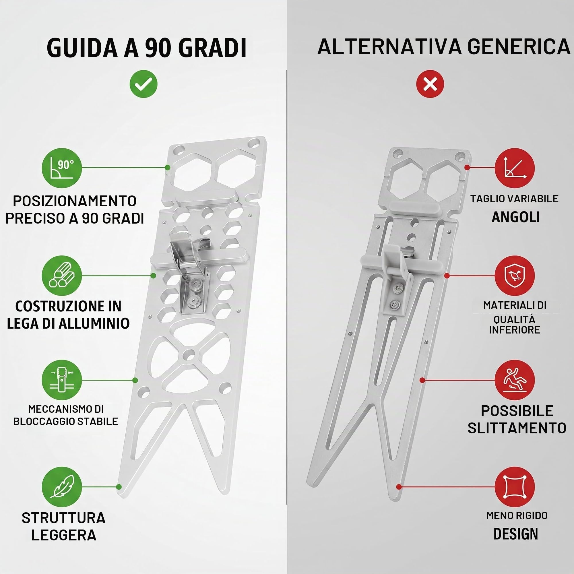 Circolare Ad Angolo Retto Binario di Guida Angolo di Arresto a Binario Accessori Quadrati Compatibili con e Binario di Guida Lavorazione del Legno Guida Ad Angolo Retto