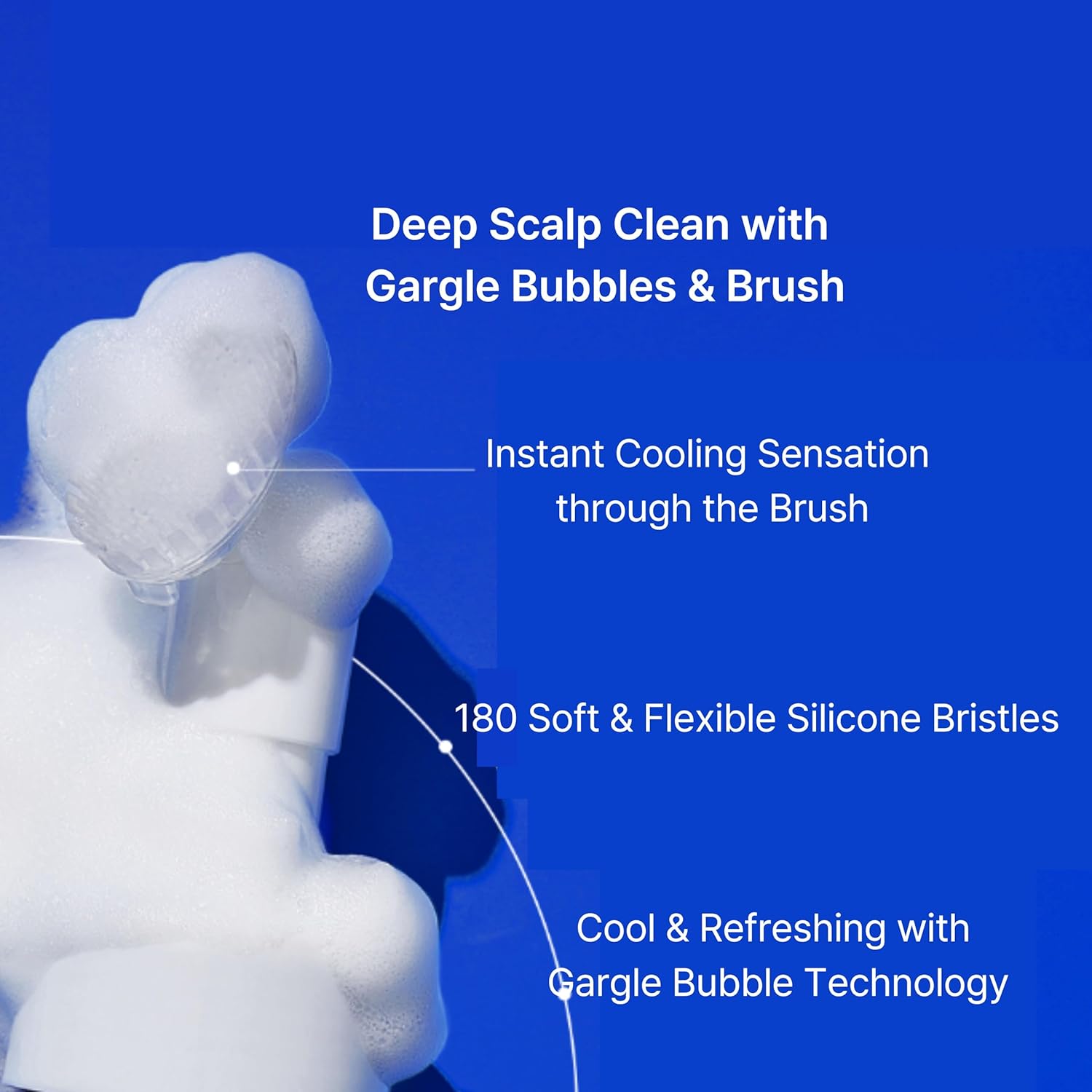 MODAMODA Blue Biotin Scalp Gargle Scalp Scaler (3.04 fl.oz / 90ml) – Deep Cleansing Bubble Foam with 180 Silicone Brushes for Daily Scalp Care & Refreshing Clean