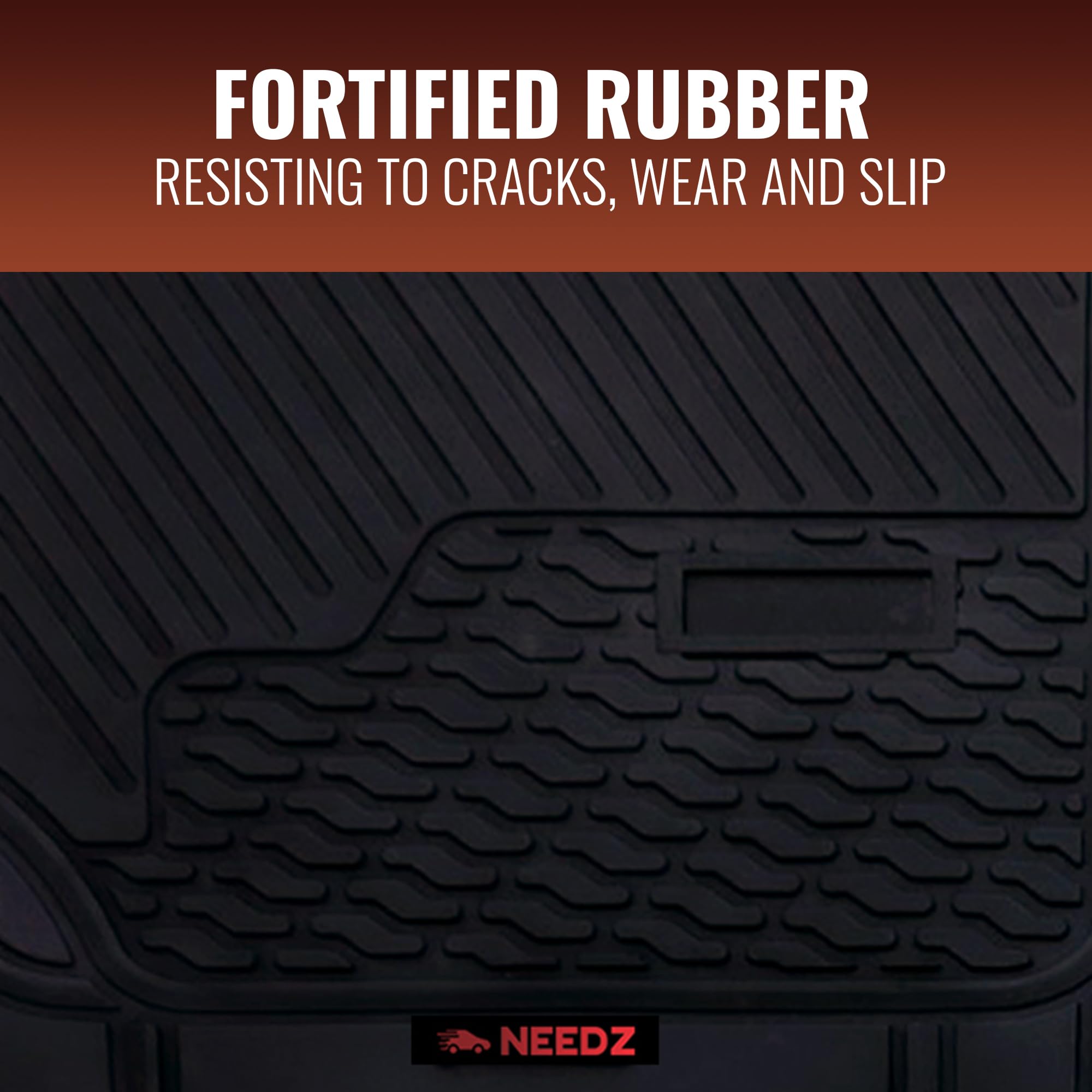 NEEDZ UltraGuard Floor Mats for Cars Trucks and SUVs HydroShield Waterproof Weather-Resistant Sturdy Rubber Customizable Trim-to-Fit Protection Anti-Slip — view 3
