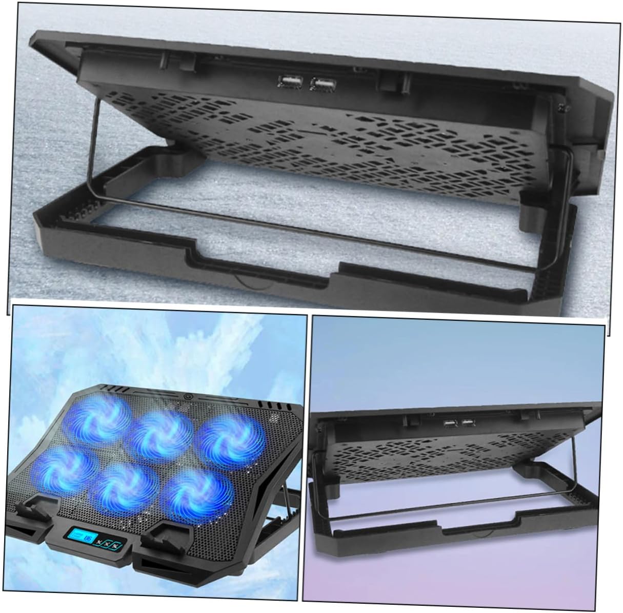 Laptop Cooling Pad 15.6 Inch with Quiet Fans Adjustable Speed Blue LED for Gaming and Office Use, Laptop Cooler Stand Air Cooling Fan Holder Compatible with Notebooks