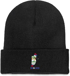 Belize Belizean Flag Map Beanie Knit Hat for Men Women Slouchy Skull Caps Unisex Stocking Skullies Knitted Sock Hats Winter Fall Headwear Warm for Cold Weather Skiing Skate Hiking Camping