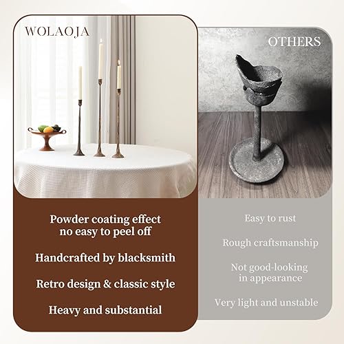 Miniatura 5 de Portavelas de hierro dorado antiguo, juego de 3 portavelas, se adapta a velas LED y velas LED de 34 pulgadas de grosor, centro de mesa decorativo