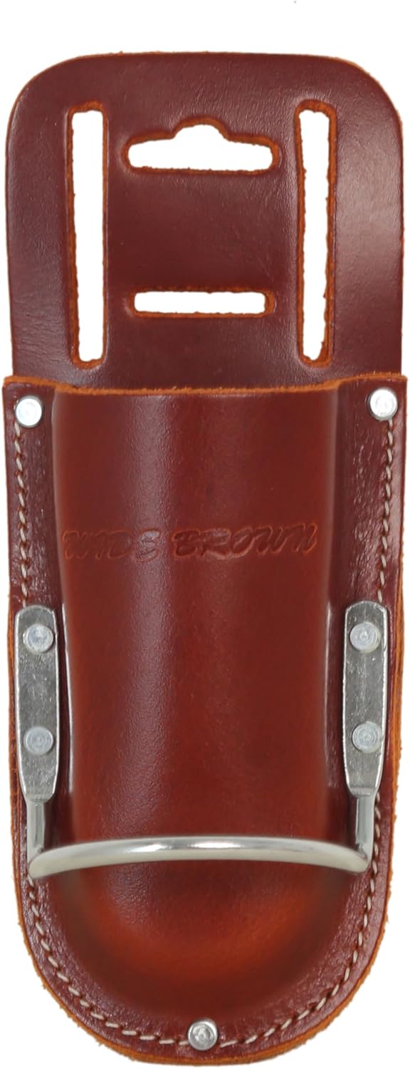 Big Brown Heavy Duty Leather Hammer Holder, Steel Construction, Professional Tool Belt Sheath with Metal Clip