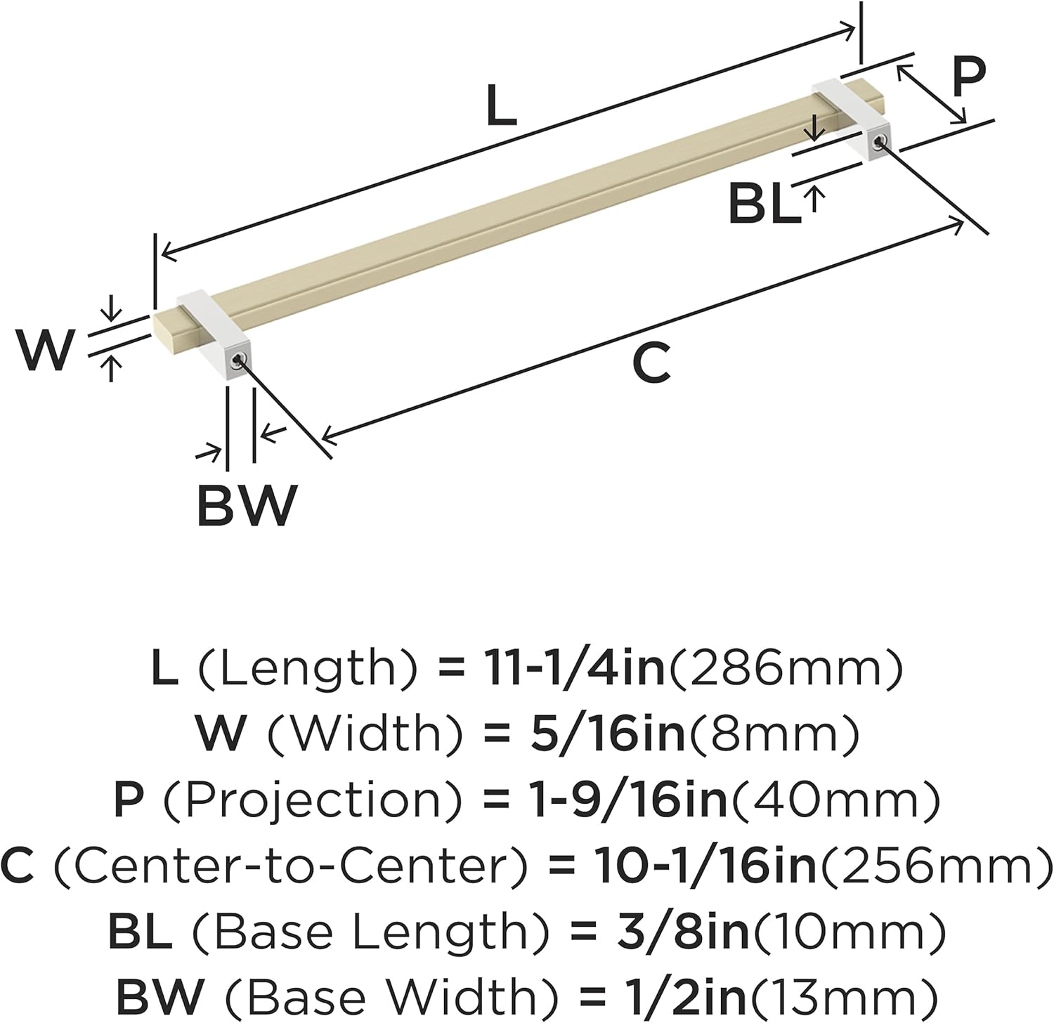 Amerock Mulino 10-1/16 inch (256mm) Center-to-Center Golden Champagne/Polished Chrome Cabinet Pull, BP36726BBZ26
