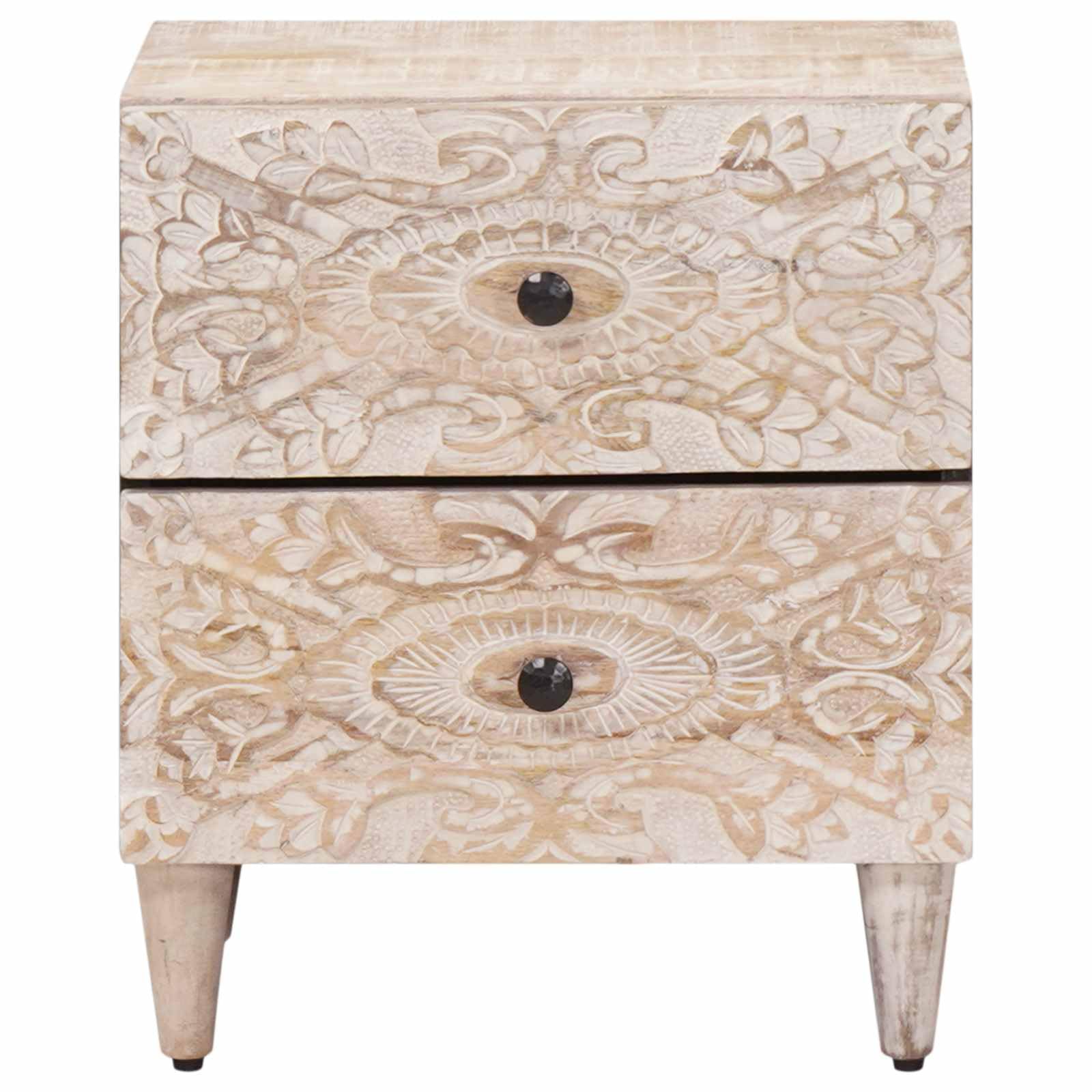 Fengshui Table de chevet en bois de manguier massif 40 x 33,5 x 46 cm