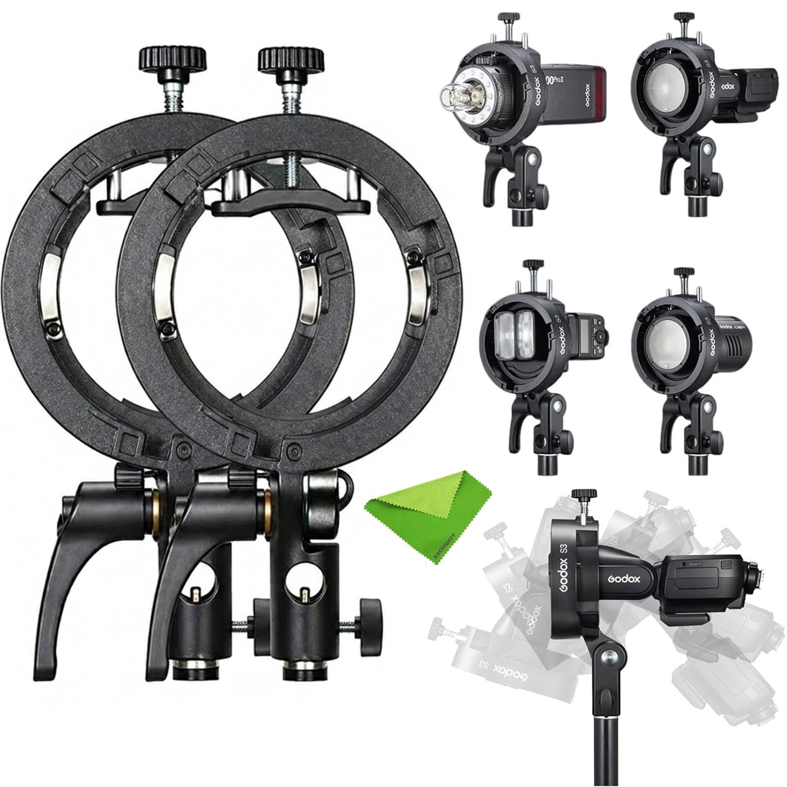 Godox S3 Speedlite Bracket Bowens Mount Holder for Softbox 2-Pack