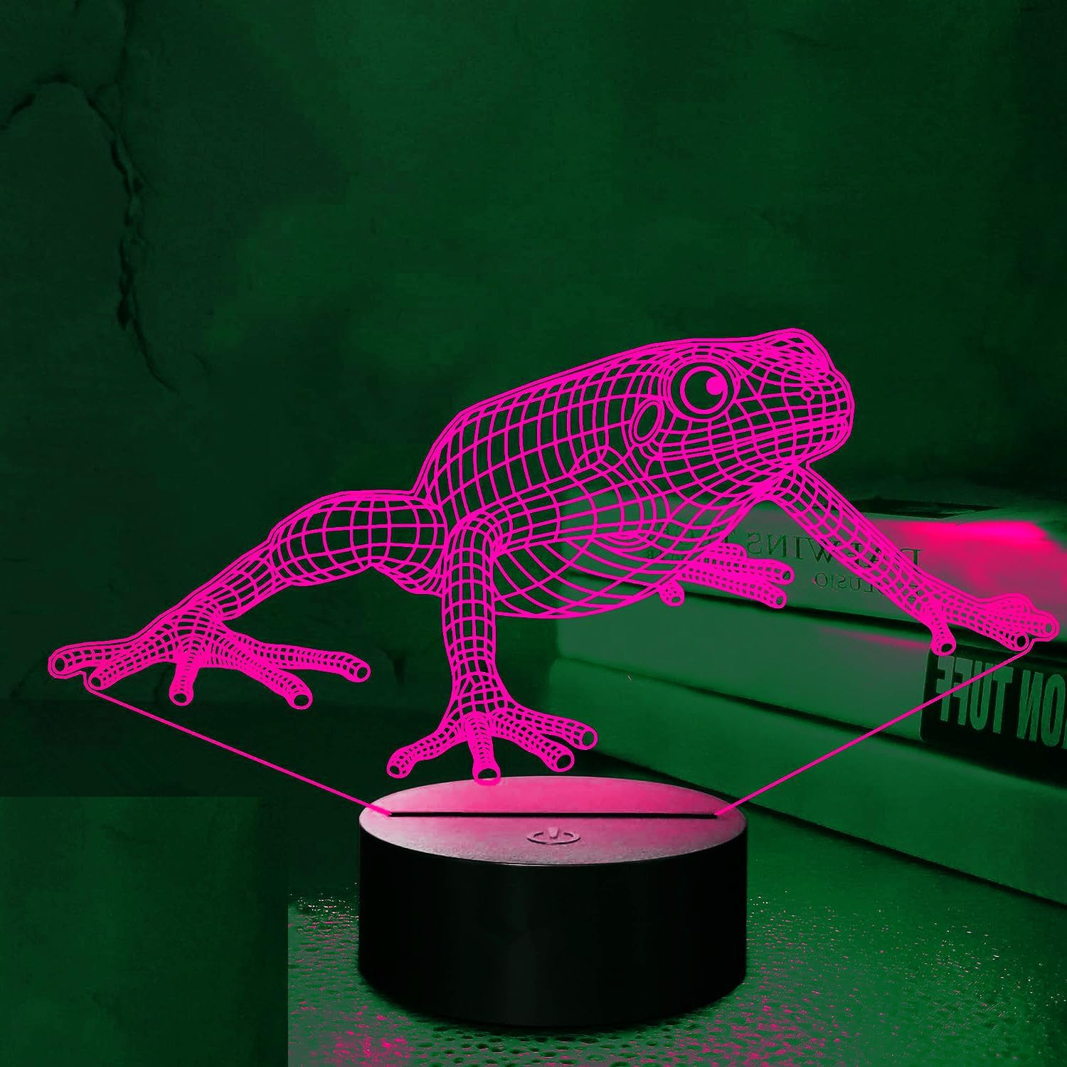 3D Frog Night Light Lamp Illusion Night Light 16 Color Changing Table Desk Decoration Lamps Gift Acrylic Flat ABS Base USB Cable Toy