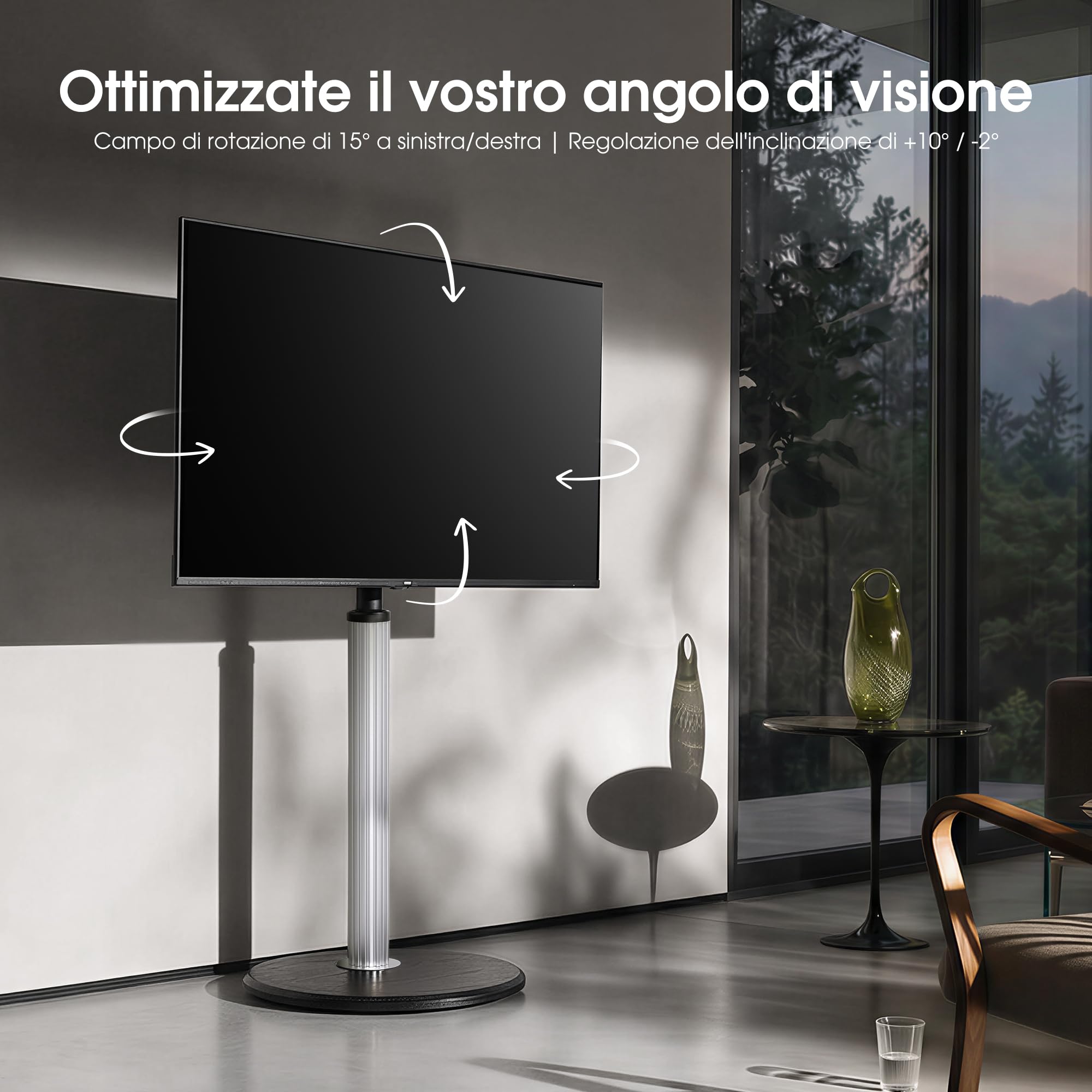 AOKCOS Supporto da Pavimento con Ruote, Carrello TV per 32-65 pollici