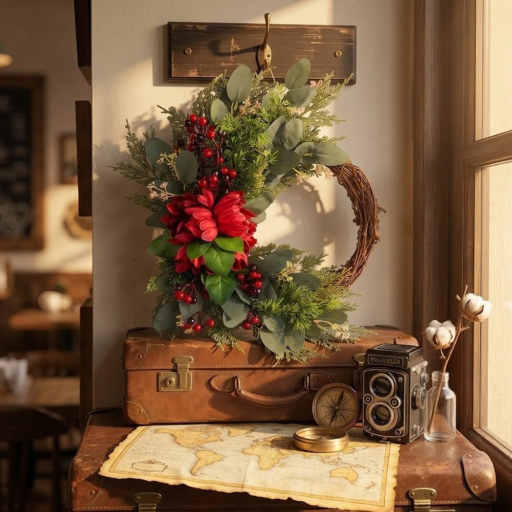 Weihnachtskranz 50cm mit Beeren Türdekoration Weihnachtskranz