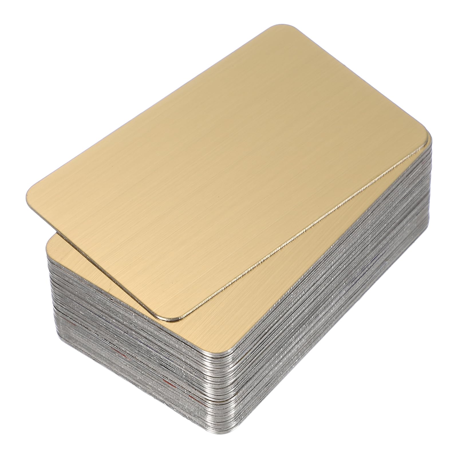 PATIKIL 0.3mm Stainless Steel Metal Business Cards, 50 Pack Brushed Blank Name Card Laser Engraving for DIY Gift Cards, Gold
