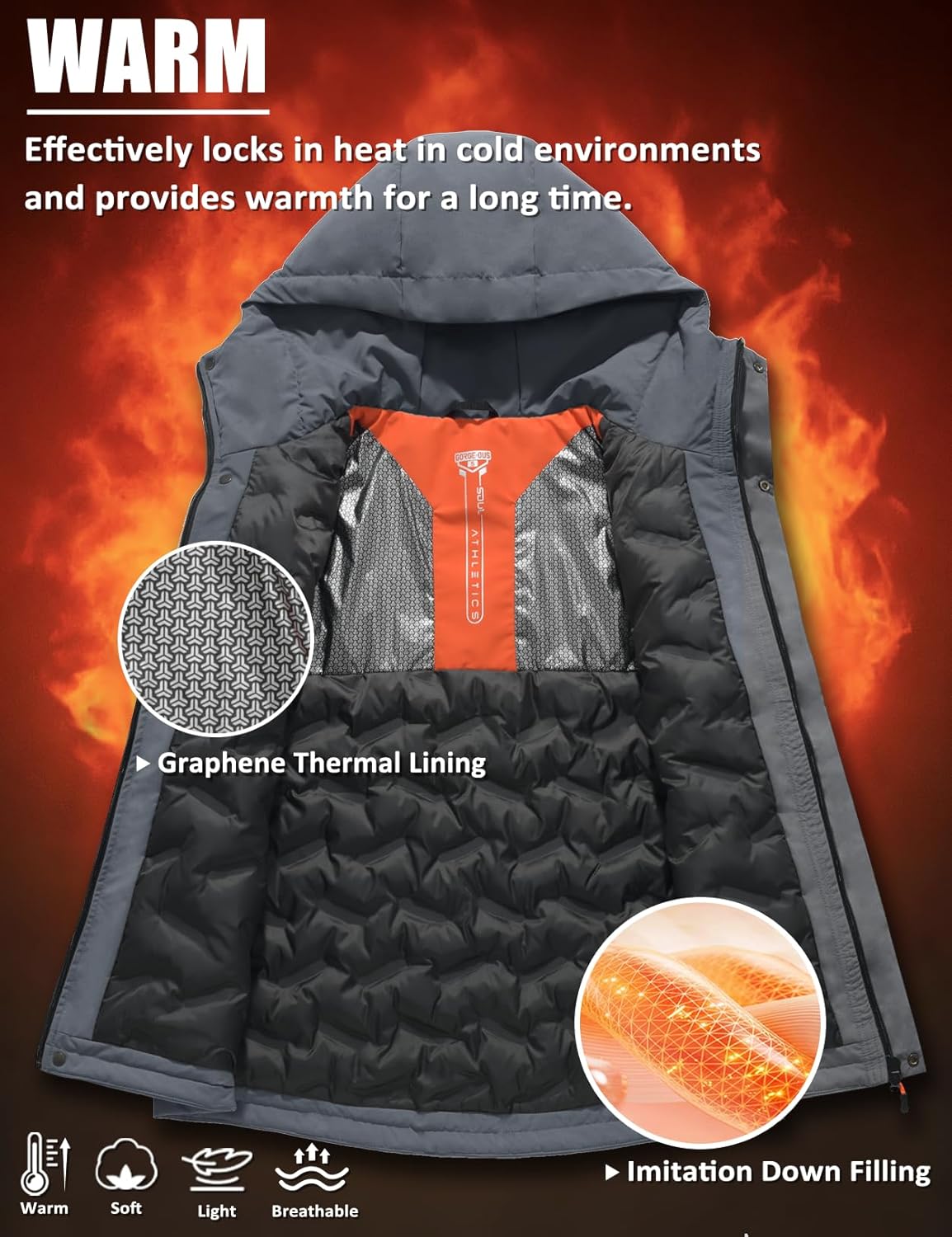 Men's Winter Jacket Waterproof Ski Snow Coat Windproof Snowboard Hooded Raincoats with Warm Graphene lining - Image 3