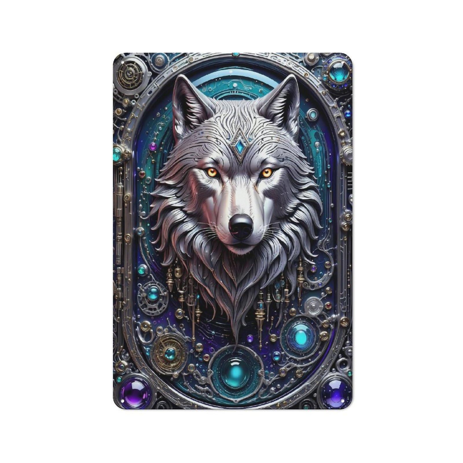 Junmoney Style-2 Retro Tin Sign 30X20cm Featuring Galactic Wolf Chronicles For Workshop Wall, For Kitchen, Dining Room And Home Bar Wall Decor