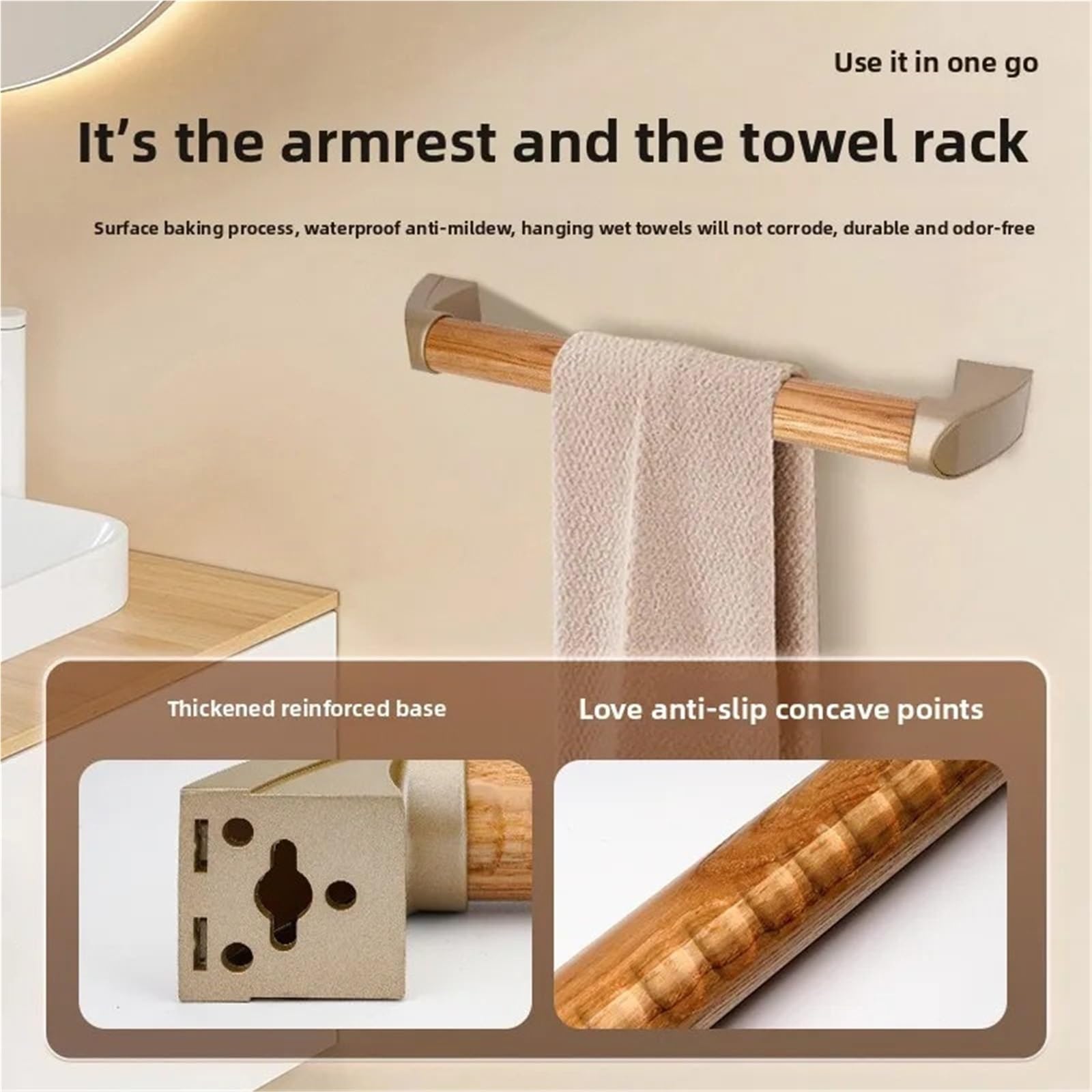 Barras de Apoyo para baños Barra de Apoyo para baño, Antideslizante, Impermeable, para Pasillo, anticaídas, anticorrosión Tirador de baño(Original350mm49)