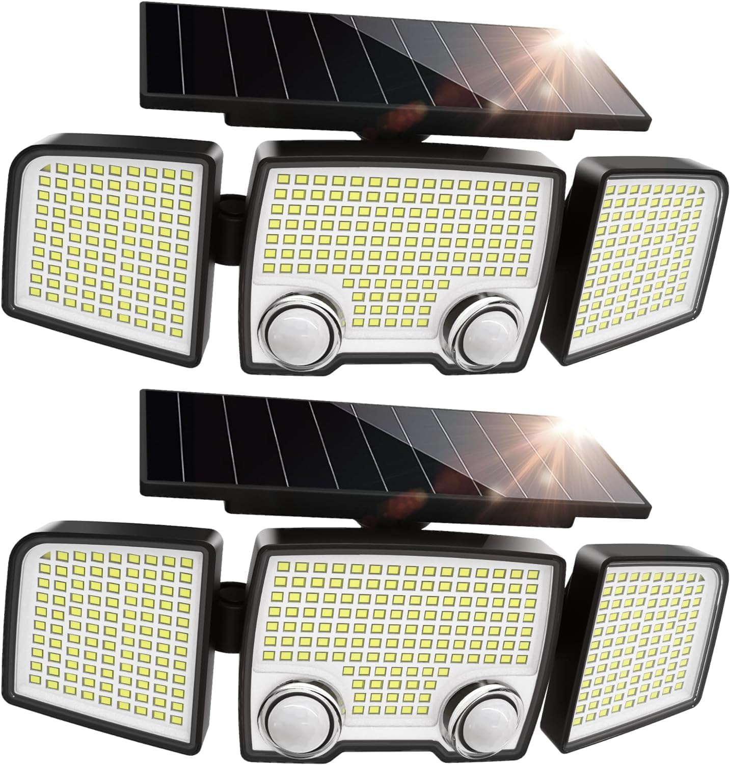 Lutec Daylight Solar Outdoor Lights 332 Led 7000K, Super Bright Motion Sensor Outdoor Lights With 2 Sensors, Ip65 Waterproof 270 Wide Angle Solar Flood Lights With 3 Modes For Garden Patio Yard (2, Large)