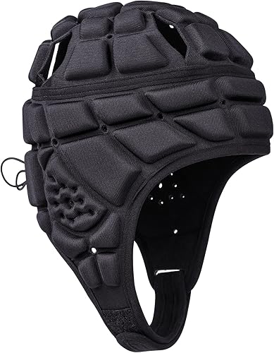 Casco de fútbol de concha suave gorra Scrum 7v7 casco de rugby acolchado portero ajustable casco de portero de fútbol con bandera para niños jóvenes