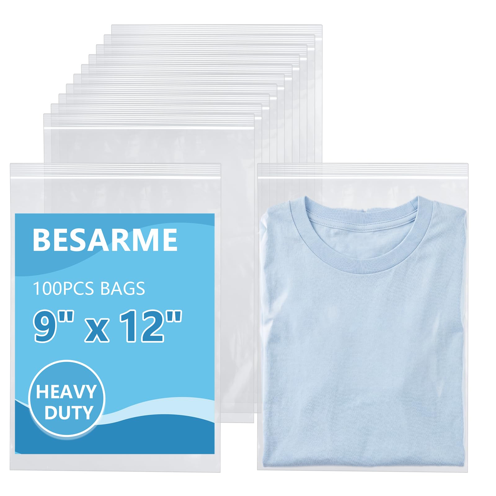 View 1 of 100 PCS 9"×12" Large Zip Seal Lock Bags Clear Clothing Plastic Poly Bag