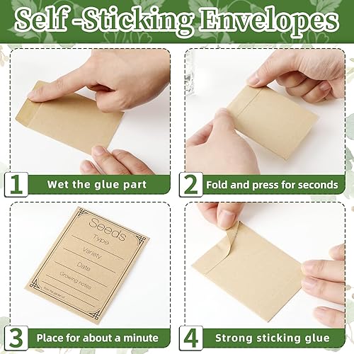 Miniatura 3 de 100 paquetes de semillas de papel kraft sin relleno, sobres de semillas rústicas, sobres de semillas rústicas, paquetes de almacenamiento de