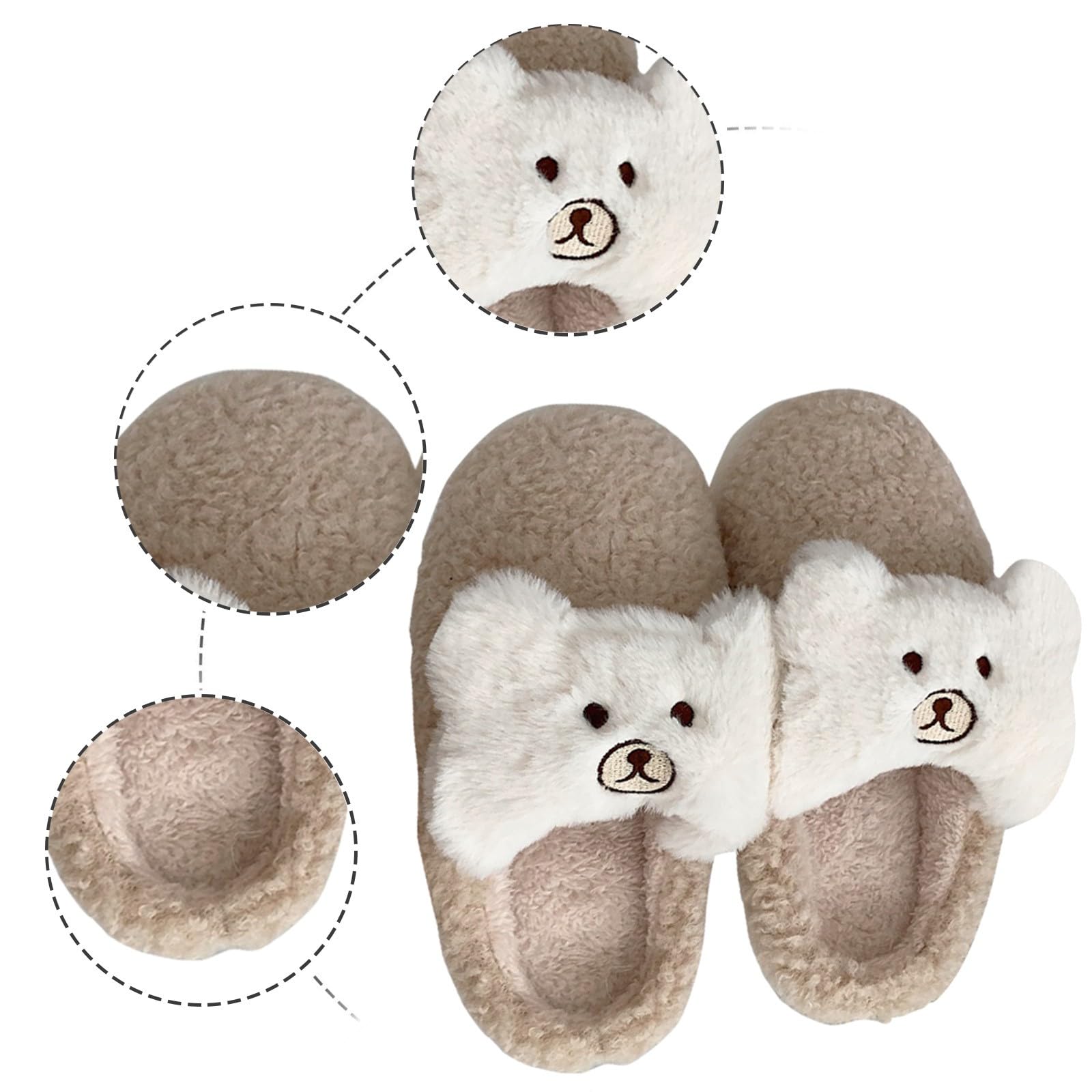 Pantuflas de mujer con diseño de oso y corazón