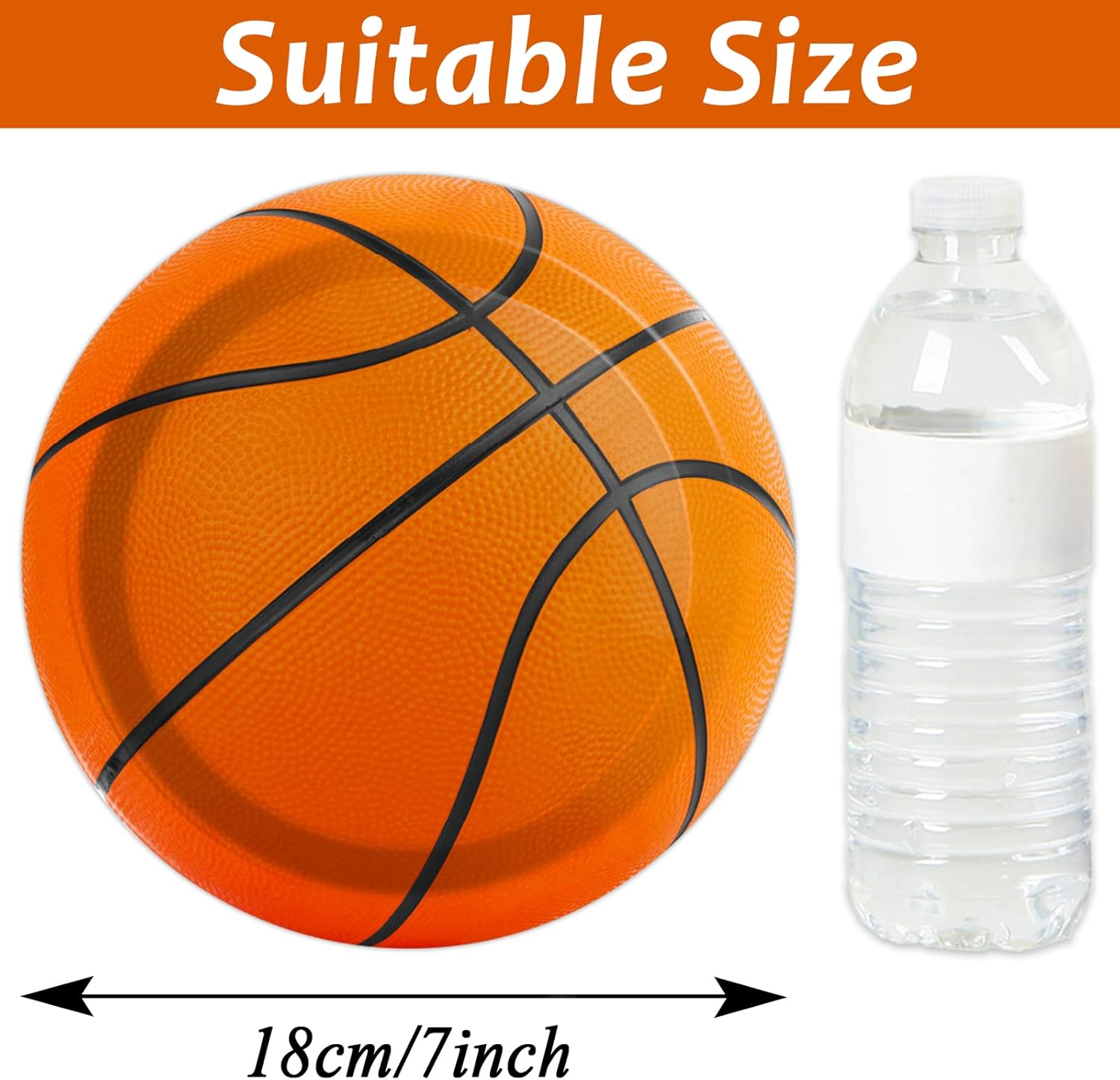 Wiooffen 48 Pcs Basketball Party Plates 7inch Birthday Party Disposable Paper Dessert Plates Supplies Decorations Basketball Theme Plates Tableware for Birthday Baby Shower - Image 2