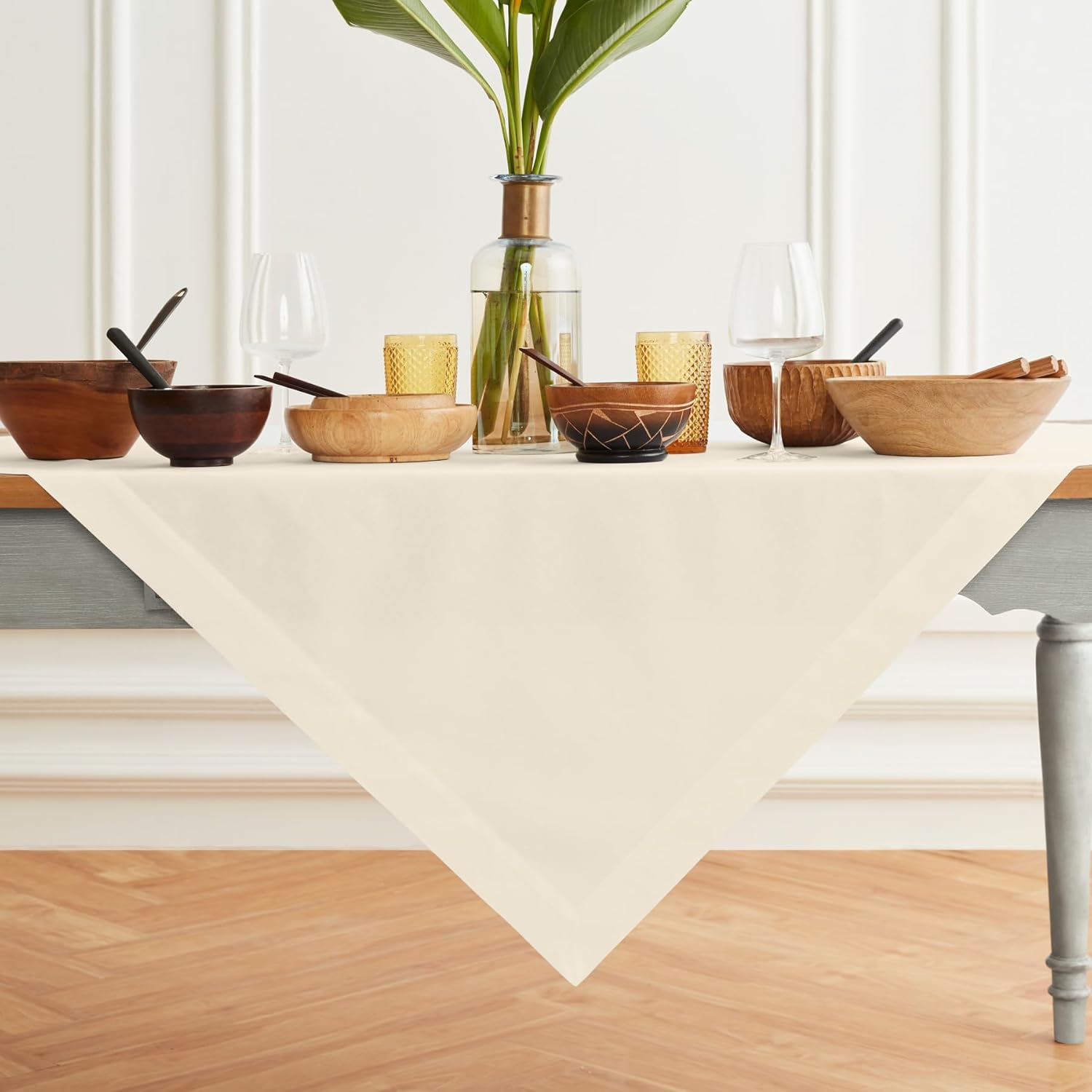 Solino Home Yellow Rectangle Tablecloth 60 x 120 Inch - Dru Cotton Linen Table Cloth, Machine Washable, Soft Durable Fabric Tablecloths for Dining, Spring Summer Decor, Mother’s Day, Memorial Day