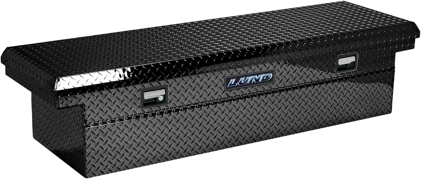 Lund 7111001LP 70-Inch Economy Line Low Profile Aluminum Cross Bed Truck Tool Box, Diamond Plated, Black