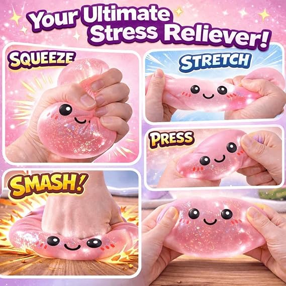 Dumpling Squishies,Glitter Dumpling, Glitter Squishy with Box,Easter Basket Stuffers (Glitter Pink)