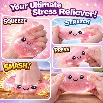 Dumpling Squishies,Glitter Dumpling, Glitter Squishy with Box,Easter Basket Stuffers (Glitter Pink)