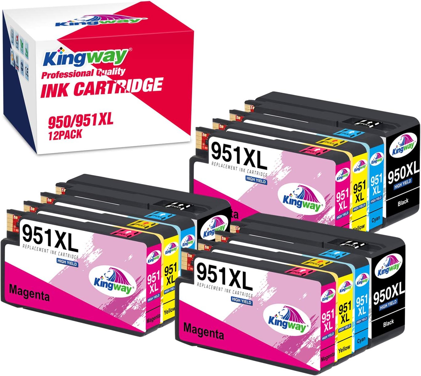 🛒 Flаѕh Sаlе Kingway Compatible Ink Cartridge Replacement for HP 950XL 951XL Combo 950 951 Ink Work with Officejet Pro 8600 8610 8620 8630 8100 8625 276DW 251DW 271DW (3 Black 3Cyan 3Magenta 3Yellow)