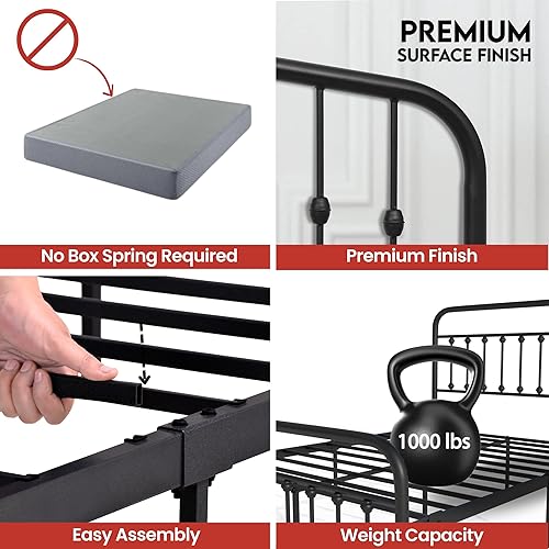 Miniatura 49 de Golden Gate Beds, base de cama de plataforma de metal, resistente, base de colchón de acero resistente, no necesita somier, fácil montaje, base