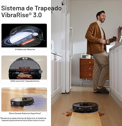 Miniatura 5 de roborock S8 MaxV Ultra Robot Aspirador y trapeador sónico, succión de 10000 Pa, limpieza profunda de esquina a borde, secado automático de aire