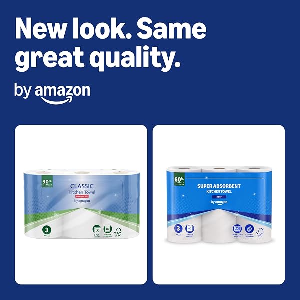 by Amazon Super Absorbent Kitchen Towel, 3-ply, 3 Rolls (1 Pack of 3), 80 Sheets per Roll, FSC Certified - 1