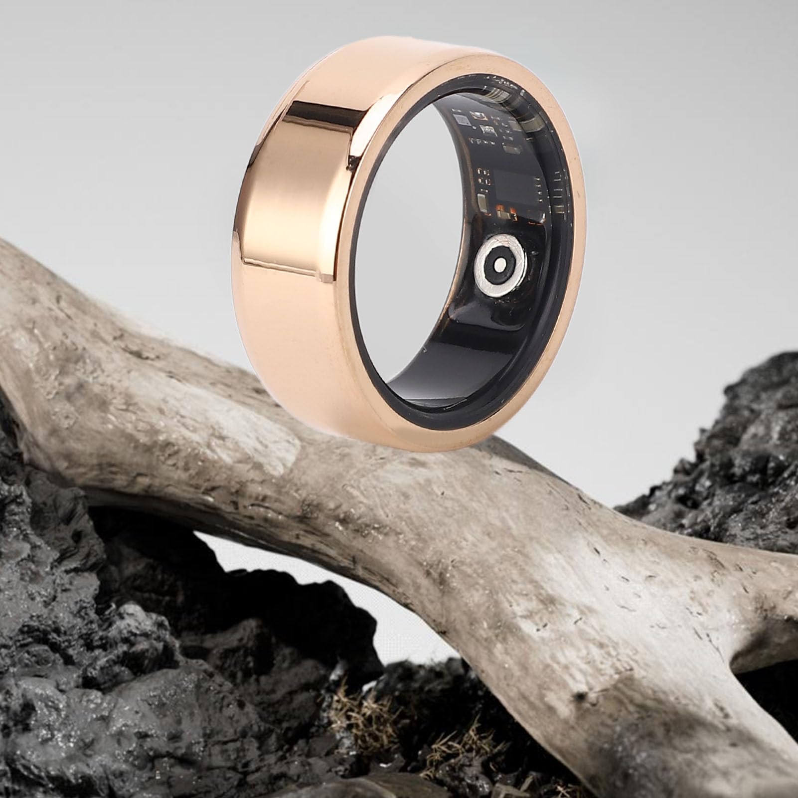 POYHKFD Inteligentny Pierścień Monitor Zdrowia, Inteligentny Pierścień Mężczyźni Kobiety Fitness Monitor Zdrowia Snu Wodoodporny Monitor Bluetooth,(Średnica wewnętrzna 19,9 mm / 0,78 cala)