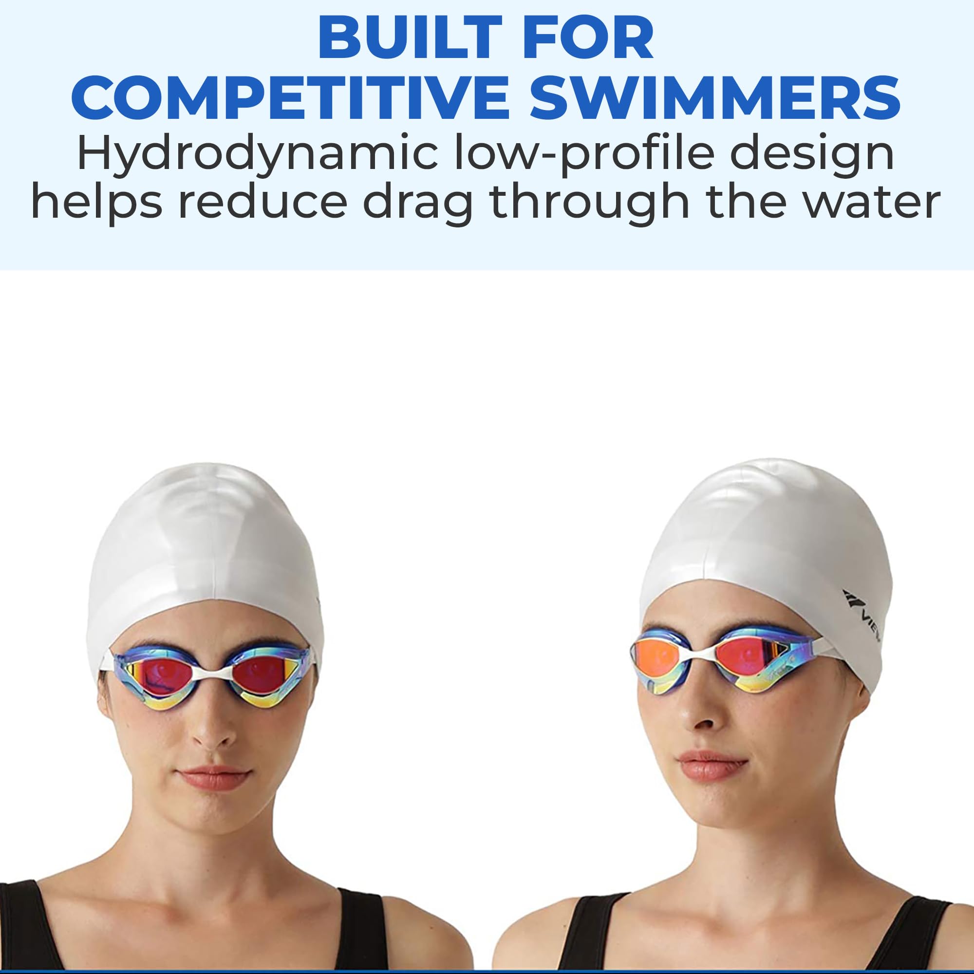 VIEW Swimming Gear V-230ASA Blade Orca SWIPE Racing - Occhiali da nuoto, lenti a specchio blu