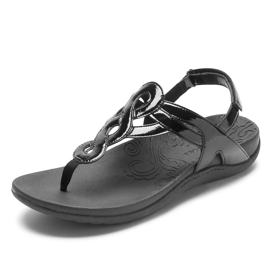 Amazon.com | Rockport womens Ramona-ch flats sandals, Black Patent, 6 US |  Flats