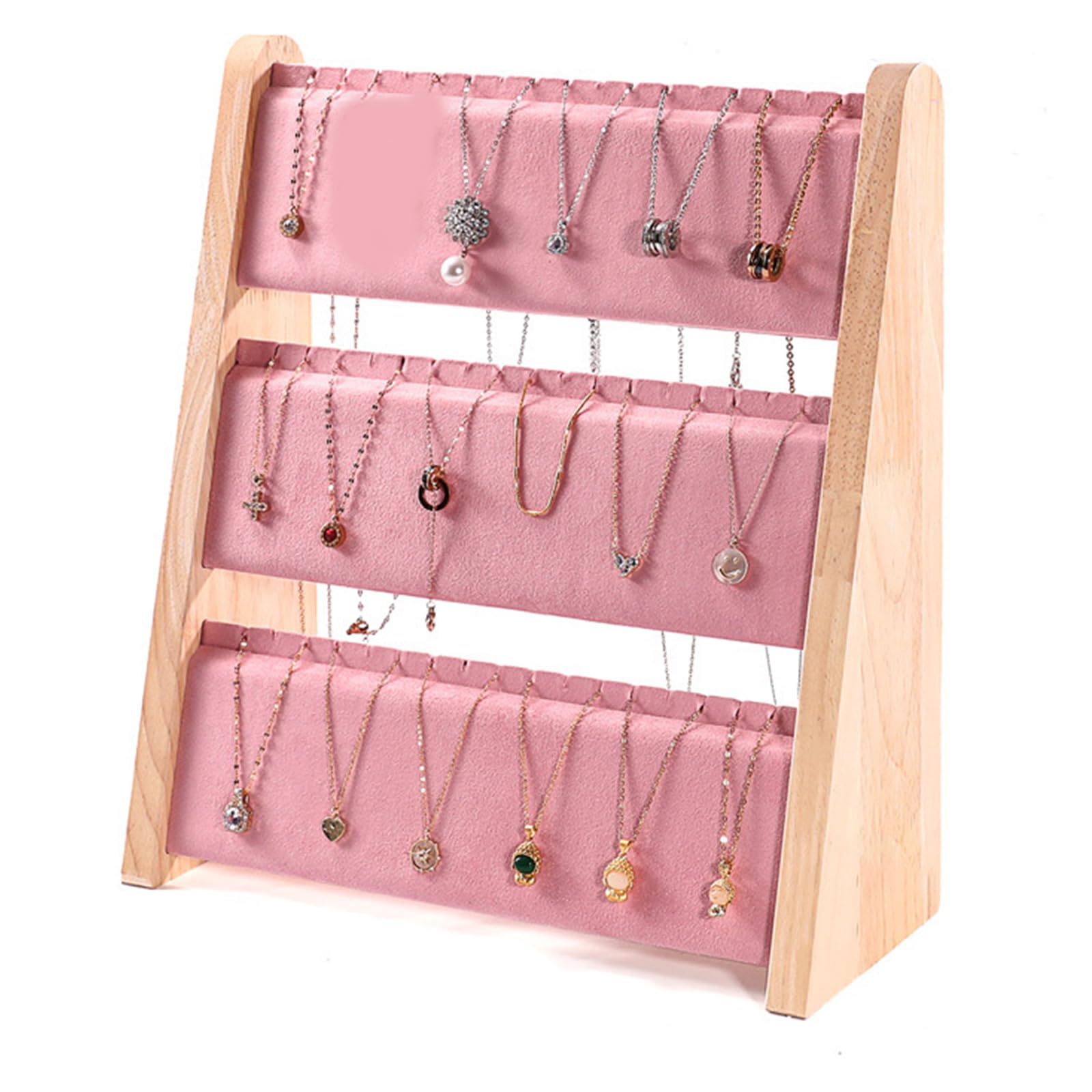 ZWWAAZHF Necklace Arrangement Shelves Delicate Wood Jewelry Display Stand Practical Jewelry Pendant Storage Holder Rack Necklace Display