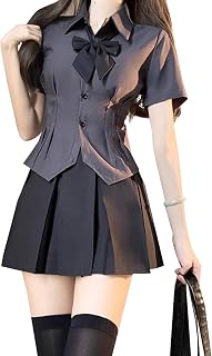 WANSHIX 衬衫/百褶裙/领结 衬衫 衬衫 3件套 学院风 JK 制服 长袖/短袖 量产型 女士 可爱 修身 褶皱 迷你裙 角色扮演 春秋夏季 修身
