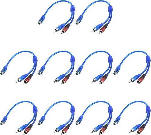 Antrader Cable divisor RCA Y hembra a 2 machos, cable convertidor de audio para automóvil, cable adaptador de cable, paquete de 10