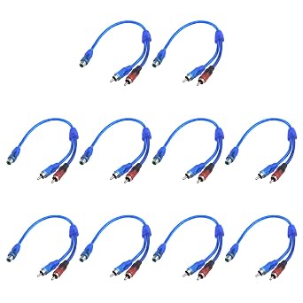 Antrader 1 Female to 2 Male RCA Y Splitter Cable Car Audio Converter Cord Adapter Wire Pack of 10