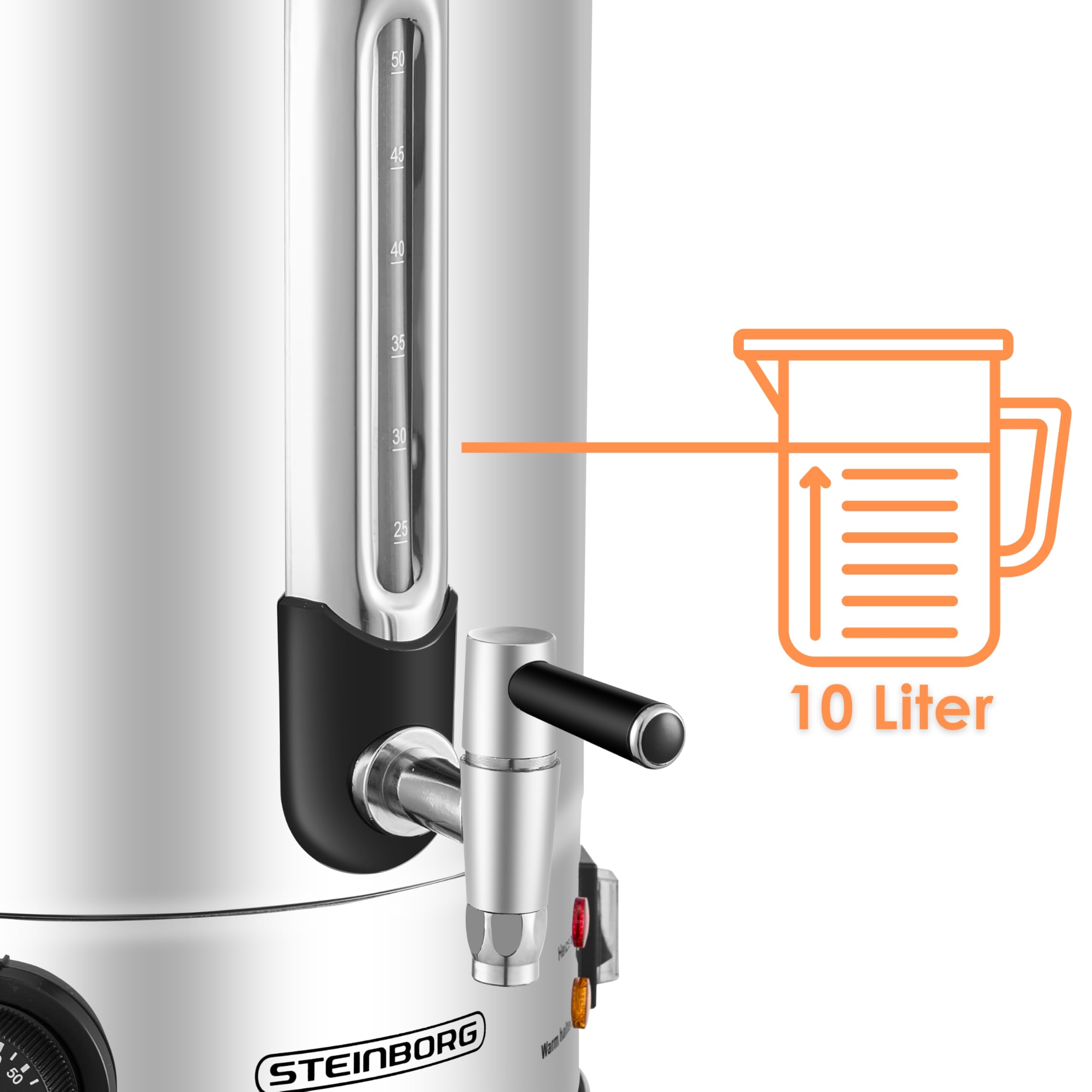 Dozownik gorącej wody, 10 l, czajnik do herbaty, dozownik gorących napojów, podgrzewacz wody, podgrzewacz wody, grzane wino 10 l, termopot, bojler na gorącą wodę 30-110°C