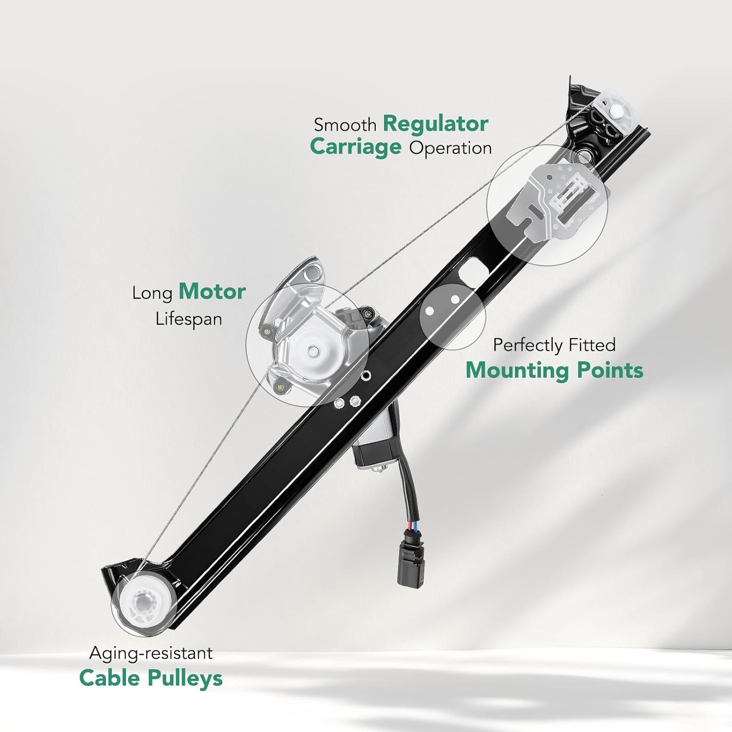 YHTAUTO Rear Passenger Side Power Window Regulator with 2-Pin Motor Assembly for BMW E53 Series X5 2000-2006 Sport Utility