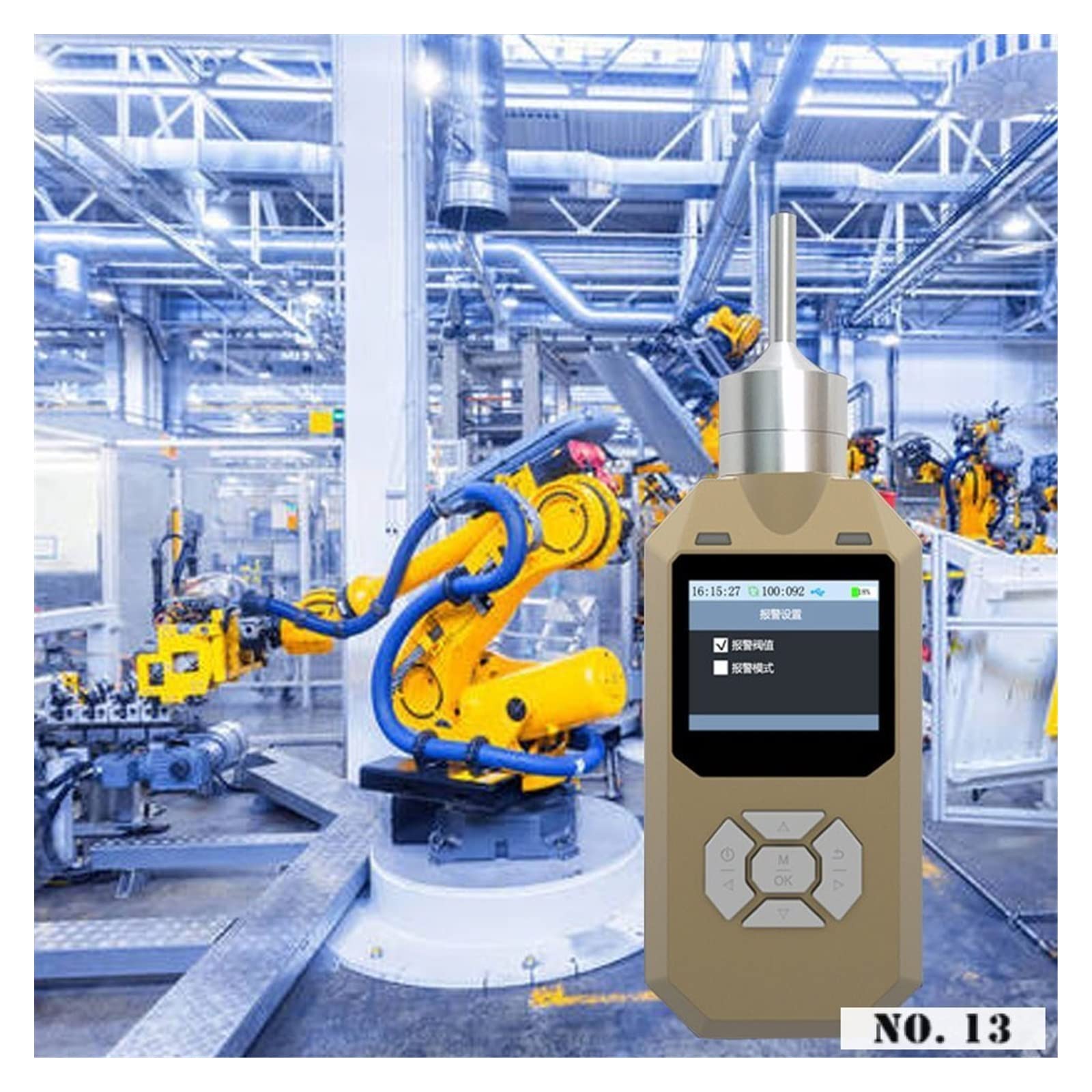Gaswarngerät, Gasdetektor O3-Detektor Ozonpumpgasleckdetektor Ozonmonitor mit Alarmsystem Gasanalysator Professioneller Gassensor(100ppm)