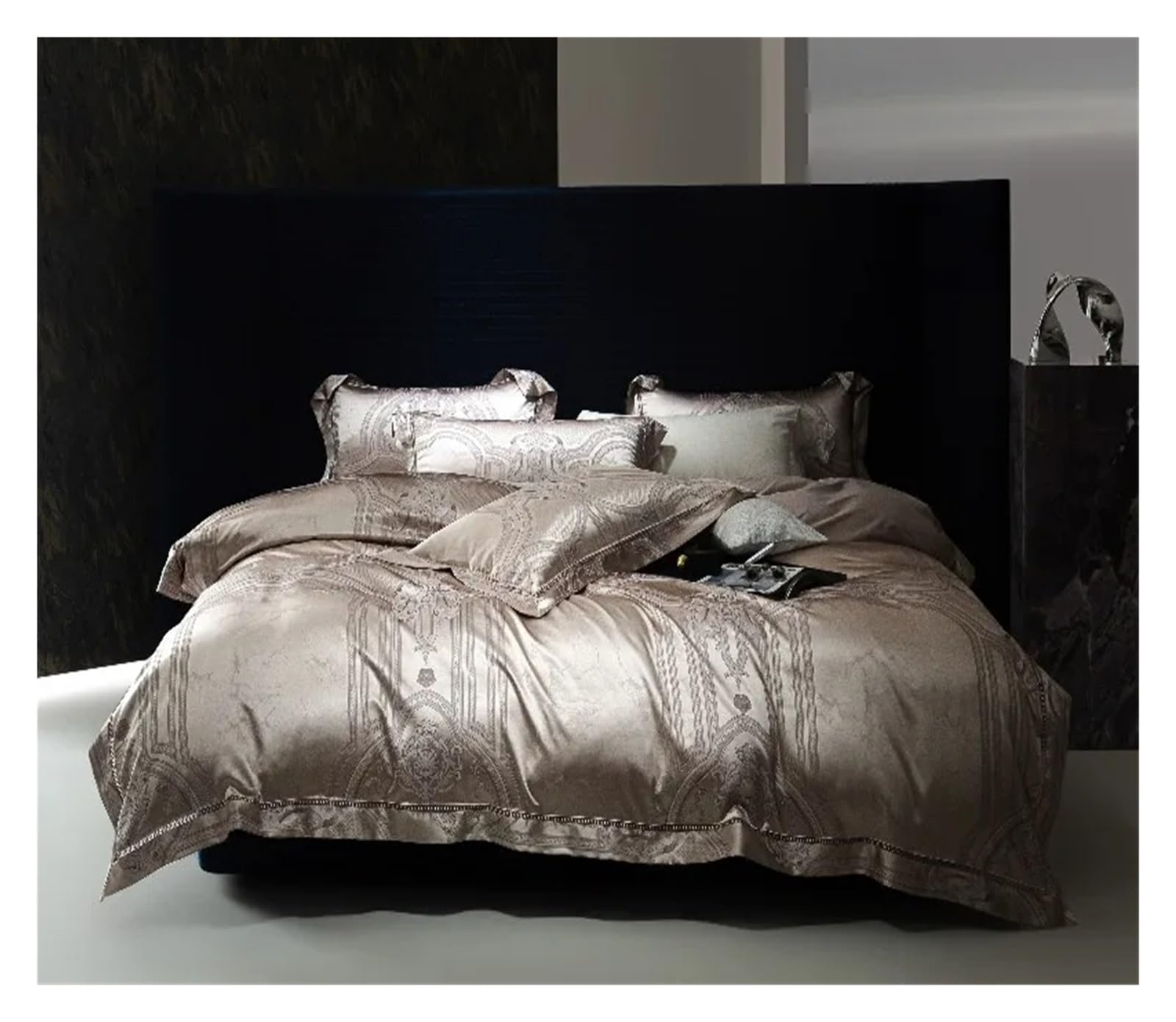 Sbcgfy E 1000Tc Cotton Silk Satin Jacquard Bedding Sets 106''X90''And 90'X90''Us Siz Duvet Cover Bed Linen Pillowcas 4Pcs,Cotton Duvet, Queen, Zq-11042,-Queen